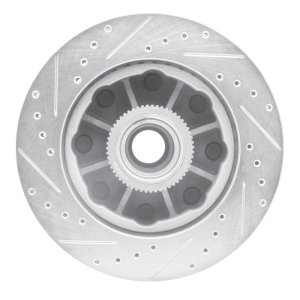 Chevrolet Express 3500 Brake Rotor (1) - Front Right - R1 Concepts - Drilled & Slotted - Silver - `01-`02